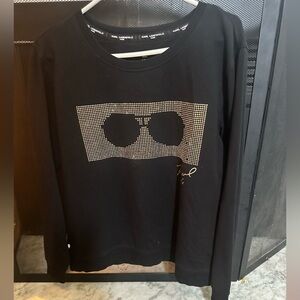 Karl Lagerfeld Paris Black Rhinestone Sweatshirt – Size Small